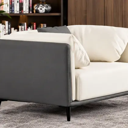 Ghế Sofa Đơn Màu Kem Phối Xám Chân Cao Hiện Đại HT-2317-1