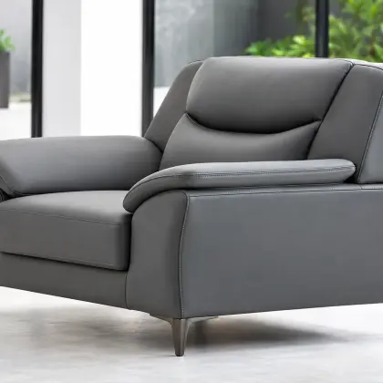 Sofa Đơn Màu Xám Tựa Lưng Cao, Tay Vịn Bo Cong HT-2304-1
