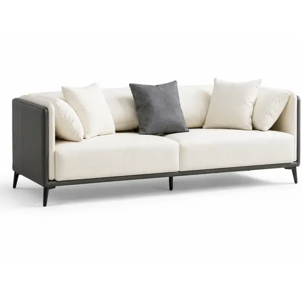Ghế Sofa Văng Màu Kem Phối Xám Chân Cao Cho Phòng KháchHT-2317-3