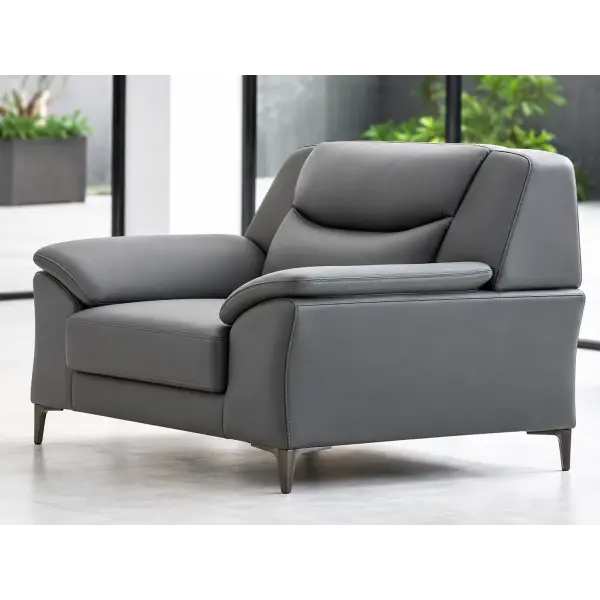 Sofa Đơn Màu Xám Tựa Lưng Cao, Tay Vịn Bo Cong HT-2304-1
