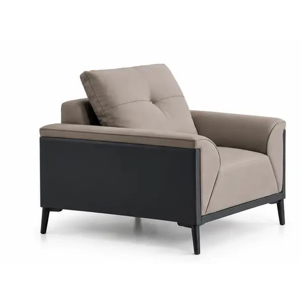Sofa Đơn Xám Phối Đen Tựa Rút Nút, Tay Vịn Bo Cong HT-2318-1