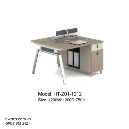 Cụm Bàn Làm Việc Văn Phòng 2 Chỗ Tủ Phụ HT-Z01-1212
