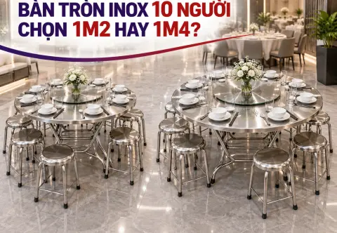 Bàn Tròn Inox 10 Người: Nên Chọn 1m2 Hay 1m4?