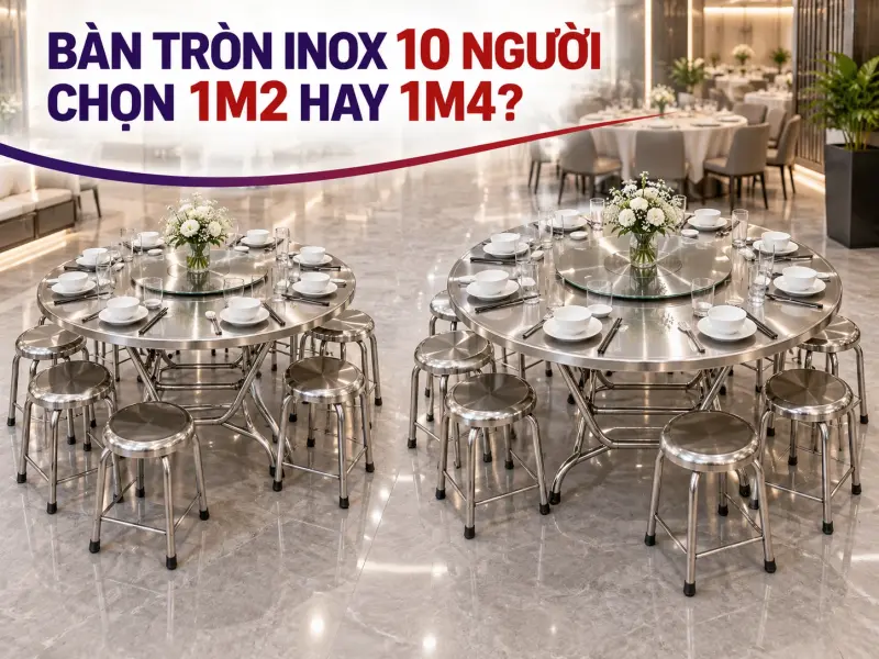 Bàn Tròn Inox 10 Người: Nên Chọn 1m2 Hay 1m4?