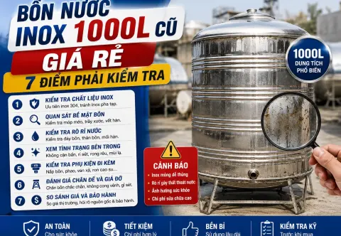 Bồn Nước Inox 1000L Cũ Giá Rẻ: 7 Điểm Phải Kiểm Tra