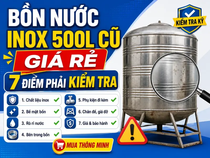 Bồn Nước Inox 500L Cũ Giá Rẻ: 7 Điểm Phải Kiểm Tra
