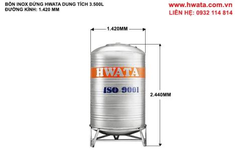 Bồn nước inox hwata 3500 lít đứng 