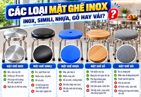 Các Loại Mặt Ghế Inox: Inox, Simili, Nhựa, Gỗ Hay Vải?