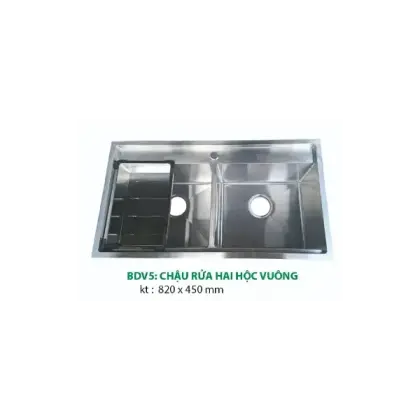 Chậu Rửa Chén Inox Hwata BDV5 Hai Hộc