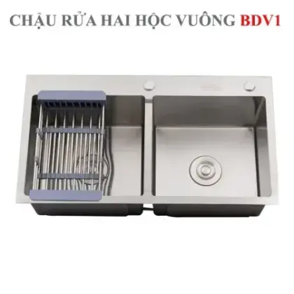 Chậu Rửa Chén Inox Hwata BDV2 Hai Hộc