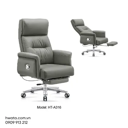 Ghế Xoay Văn Phòng Lưng Da Có Tay Hwata HT-A316