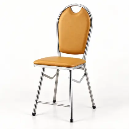 Ghế Dựa Xếp Inox HWATA GX204 Mặt Simili Vàng Nâu