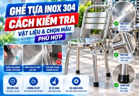 Ghế Tựa Inox 304: Cách Kiểm Tra Vật Liệu & Chọn Mẫu Phù Hợp