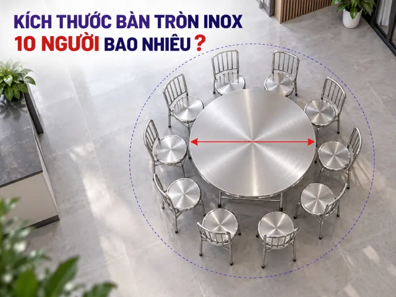 Kích Thước Bàn Tròn Inox 10 Người Bao Nhiêu? Đường Kính & Không Gian Cần Có