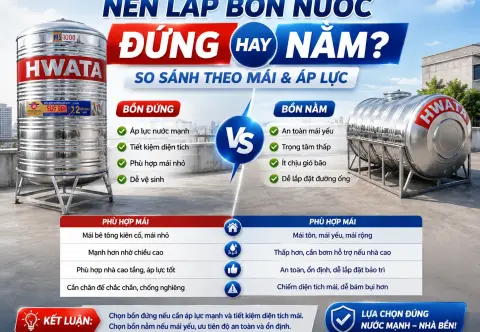 Nên Lắp Bồn Nước Đứng Hay Nằm? So Sánh Theo Mái & Áp Lực