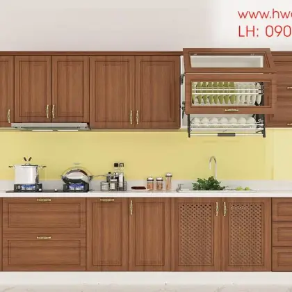 Kệ bếp inox 304 Hwata, cửa gỗ xoan đào HWXD 06