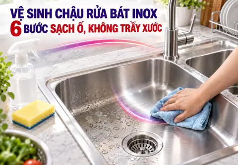 Vệ Sinh Chậu Rửa Bát Inox: 6 Bước Sạch Ố, Không Trầy Xước