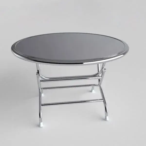 Bàn Tròn Inox Gấp Chân Liền Rộng 1m4 