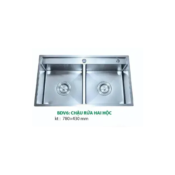 Chậu Rửa Chén Inox Hwata BDV6 Hai Hộc