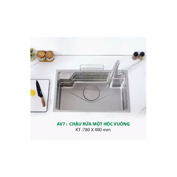 Chậu Rửa Chén Inox Hwata AV7 Một Hộc