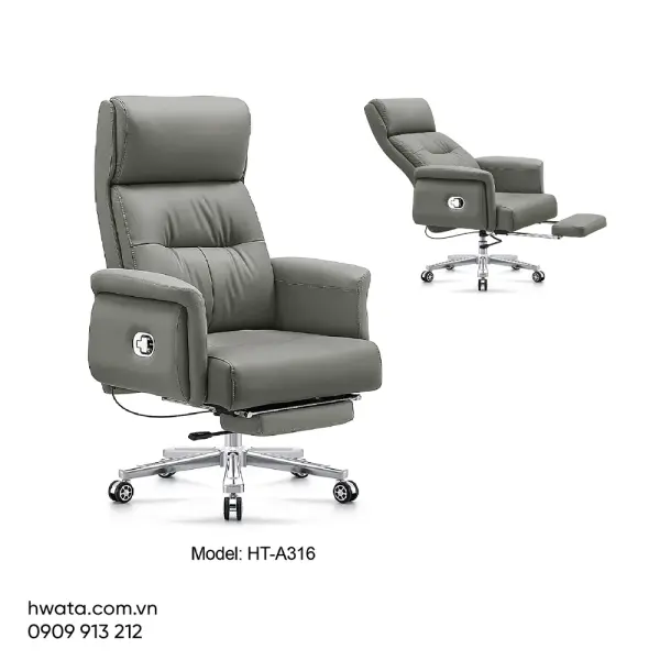 Ghế Xoay Văn Phòng Lưng Da Có Tay Hwata HT-A316
