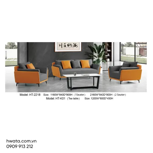 Bộ Bàn Ghế SoFa Văn Phòng Hwata Bọc Da HT-2218
