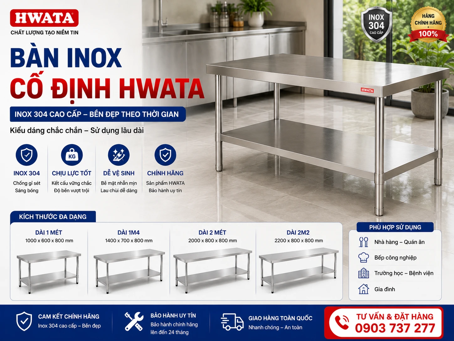 Ba mẫu bàn inox cố định HWATA BCN6 BCN7 BCN8 Bàn inox cố định Hwata BCN6 BCN7 BCN8