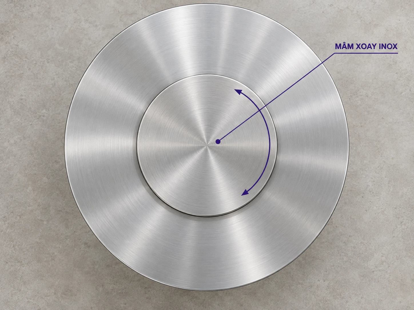 Mâm xoay bàn ăn inox nhìn từ trên xuống