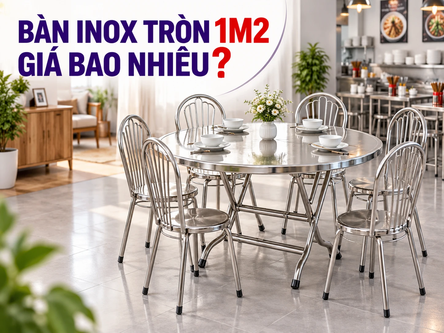 Bàn inox tròn 1m2 HWATA BT12 đường kính 1200 mm