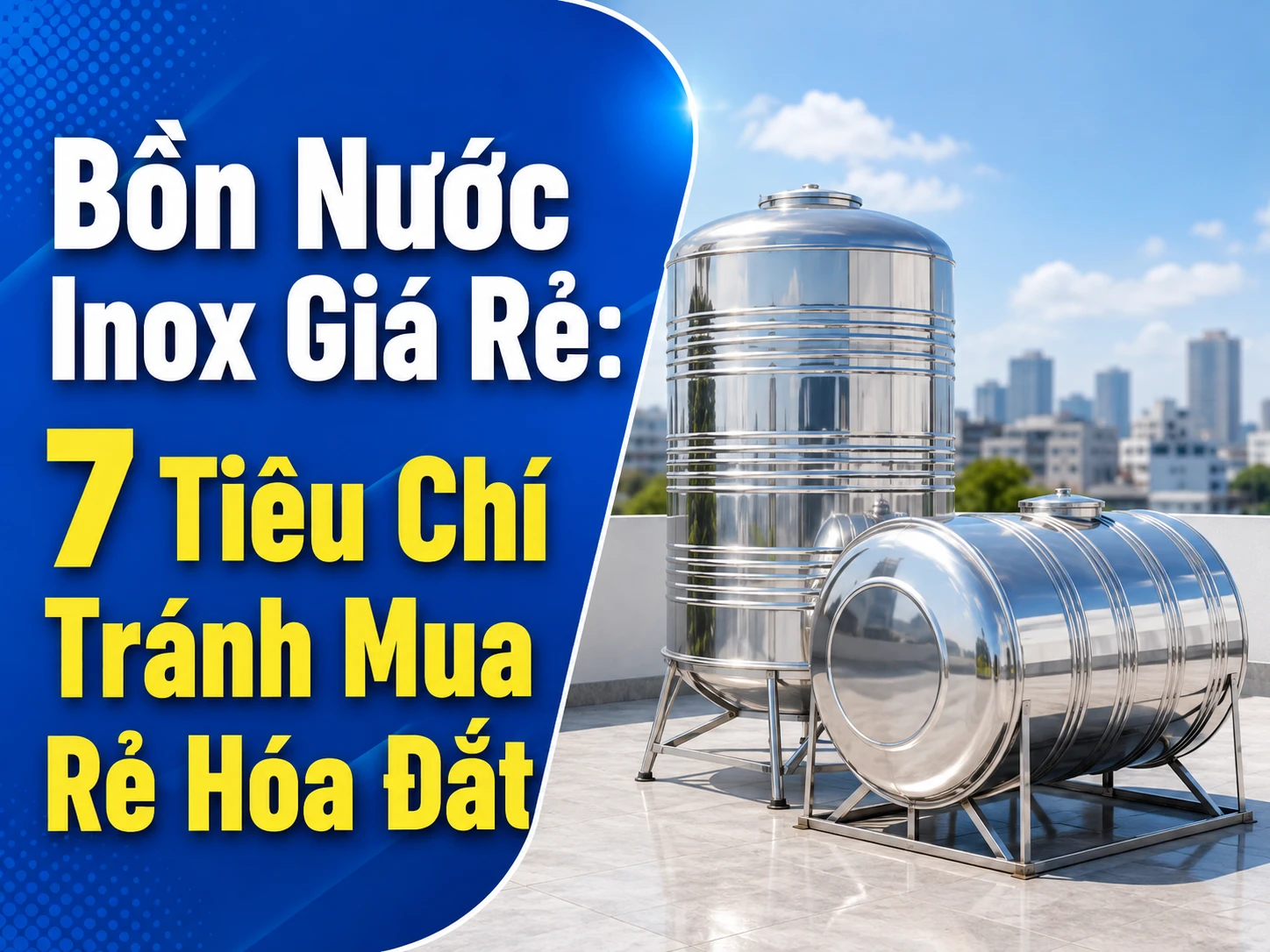 Bồn nước inox giá rẻ HWATA đứng và ngang theo nhiều dung tích