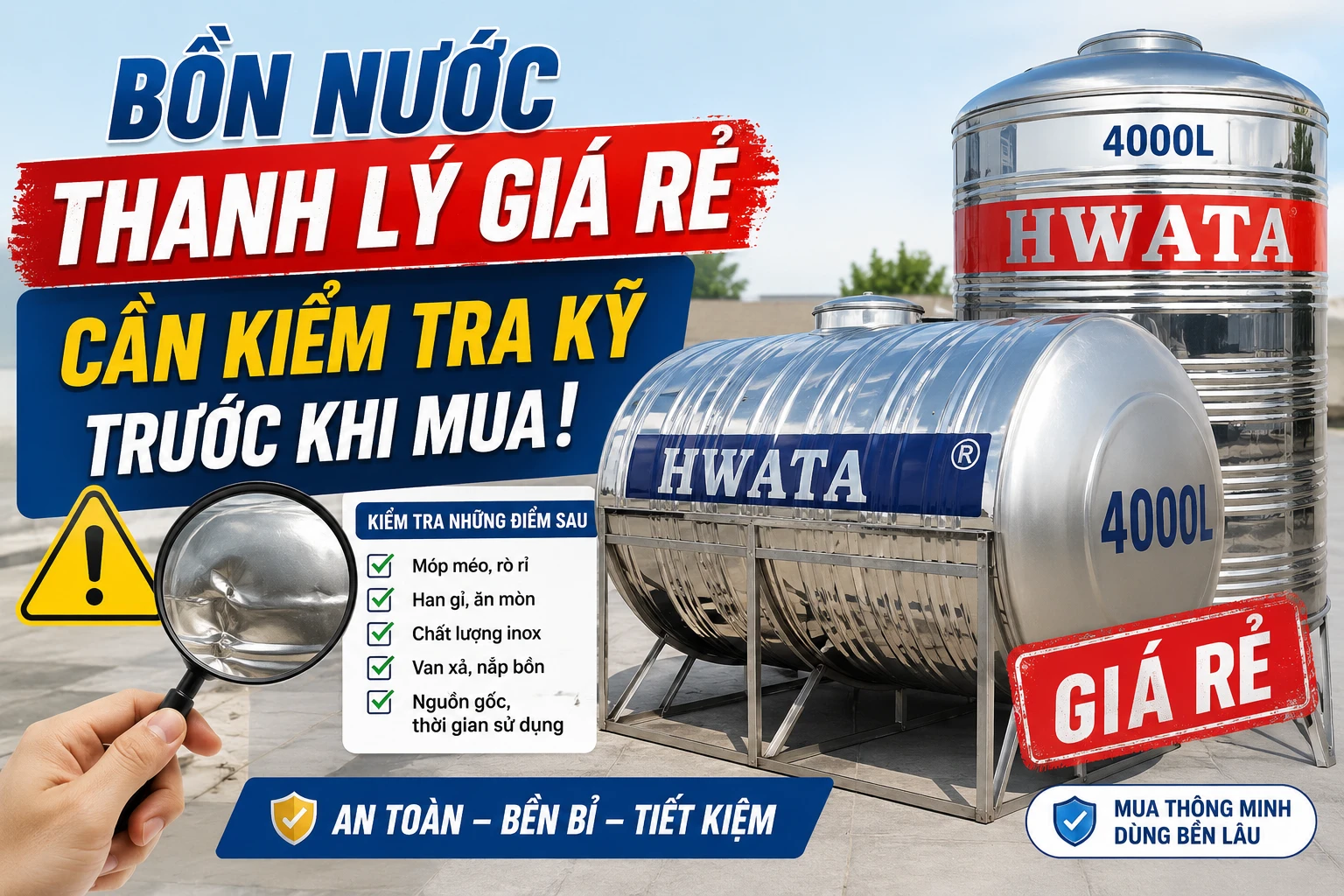 Bồn nước thanh lý giá rẻ cần kiểm tra kỹ trước khi mua
