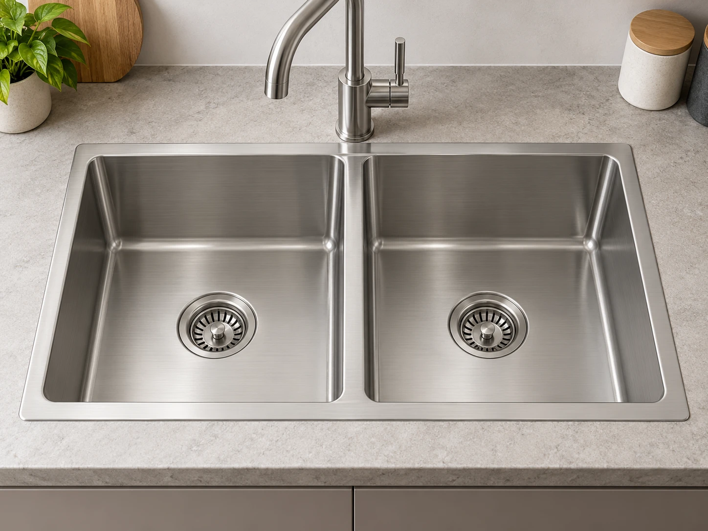 Chậu inox 304 hai hộc không bàn chờ