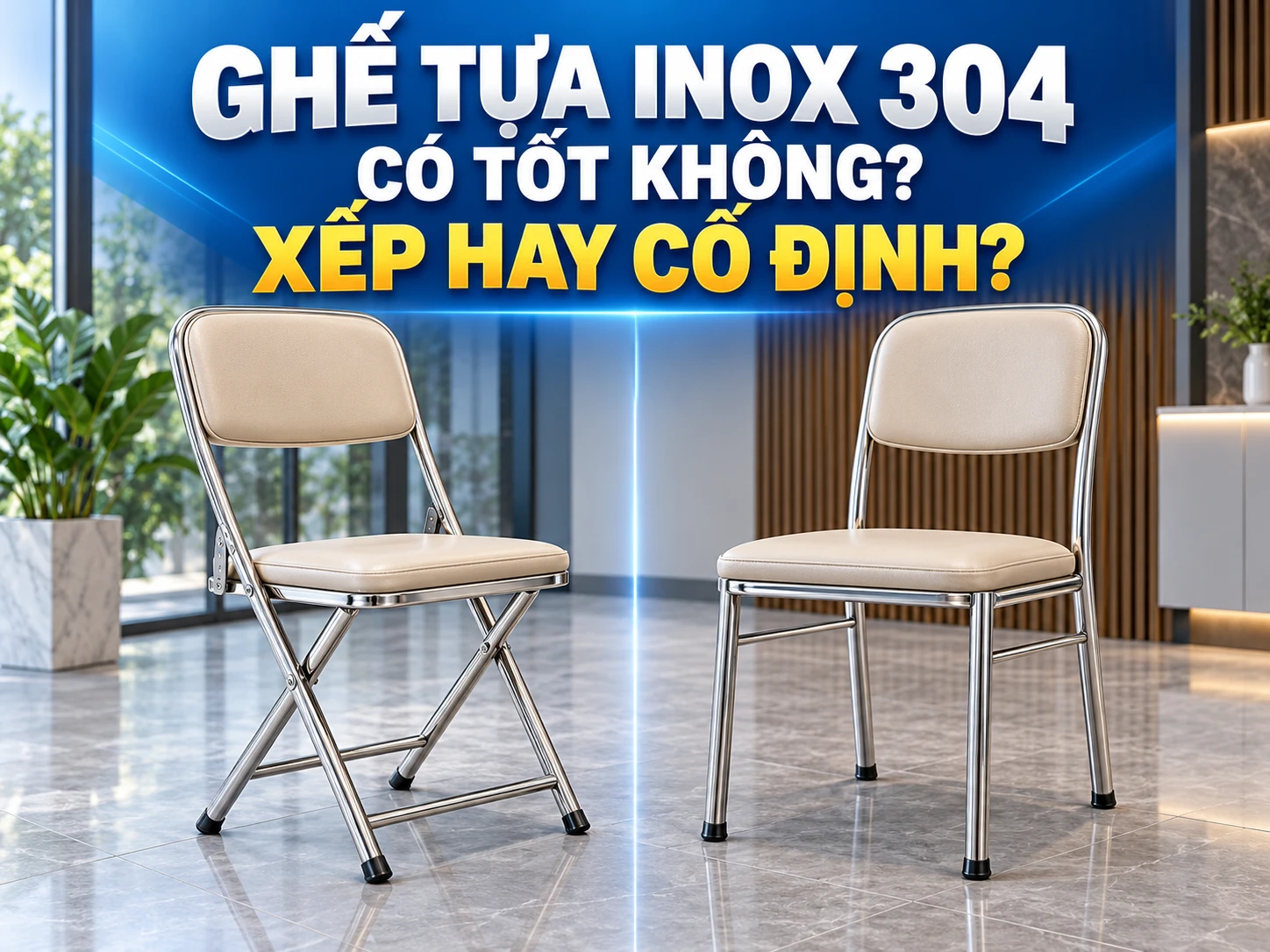 Ghế tựa inox 304 dạng xếp và cố định