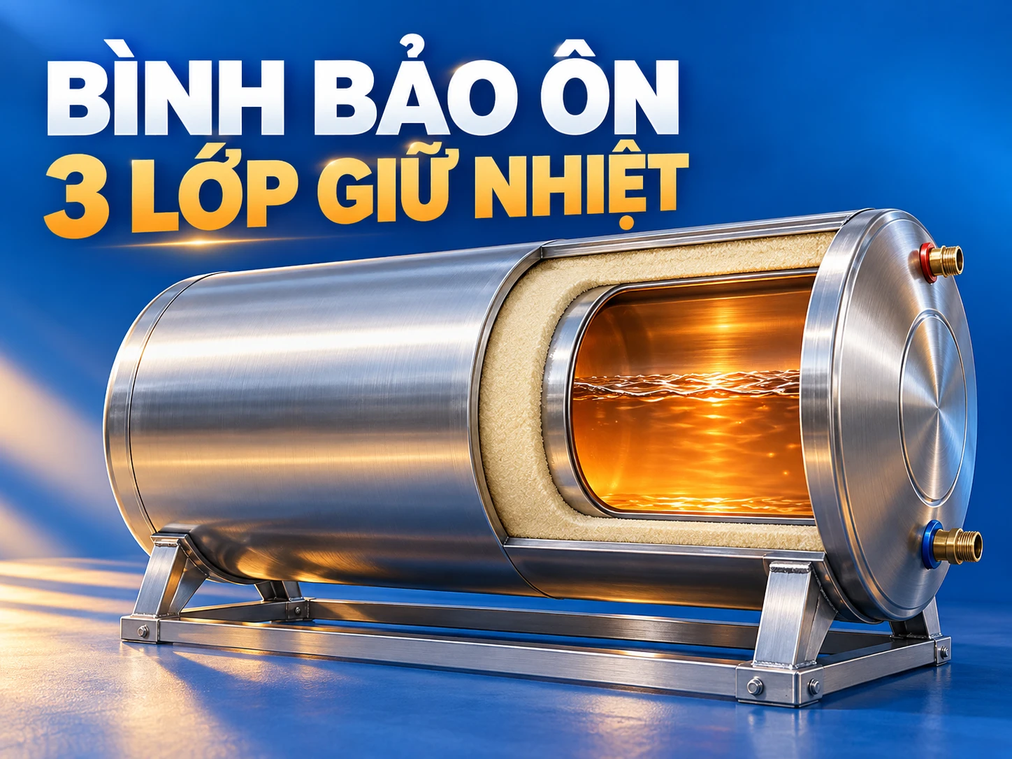 Cấu tạo bình bảo ôn năng lượng mặt trời gồm ruột bình lớp PU và vỏ ngoài