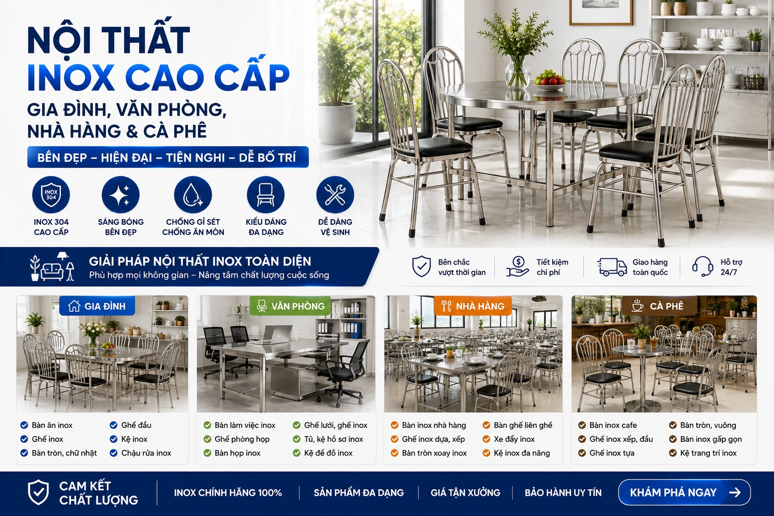 Các loại nội thất gia đình, văn phòng và nhà hàng cà phê