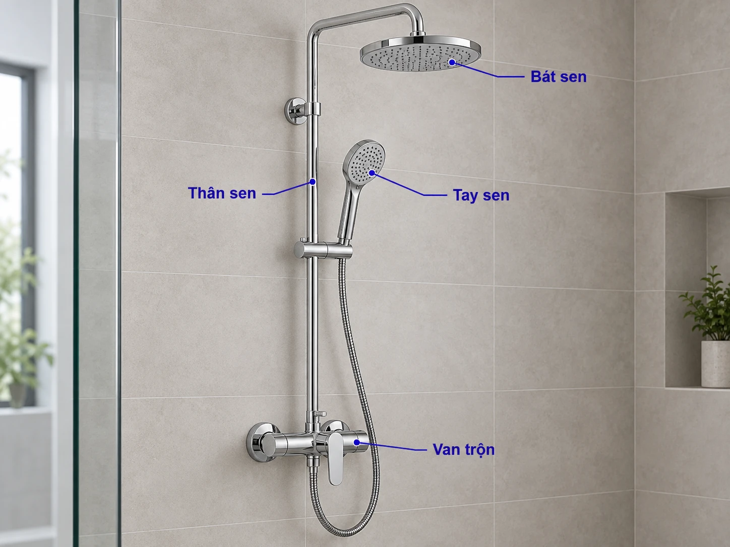 cấu tạo sen cây nóng lạnh gồm bát sen thân sen tay sen và van trộn