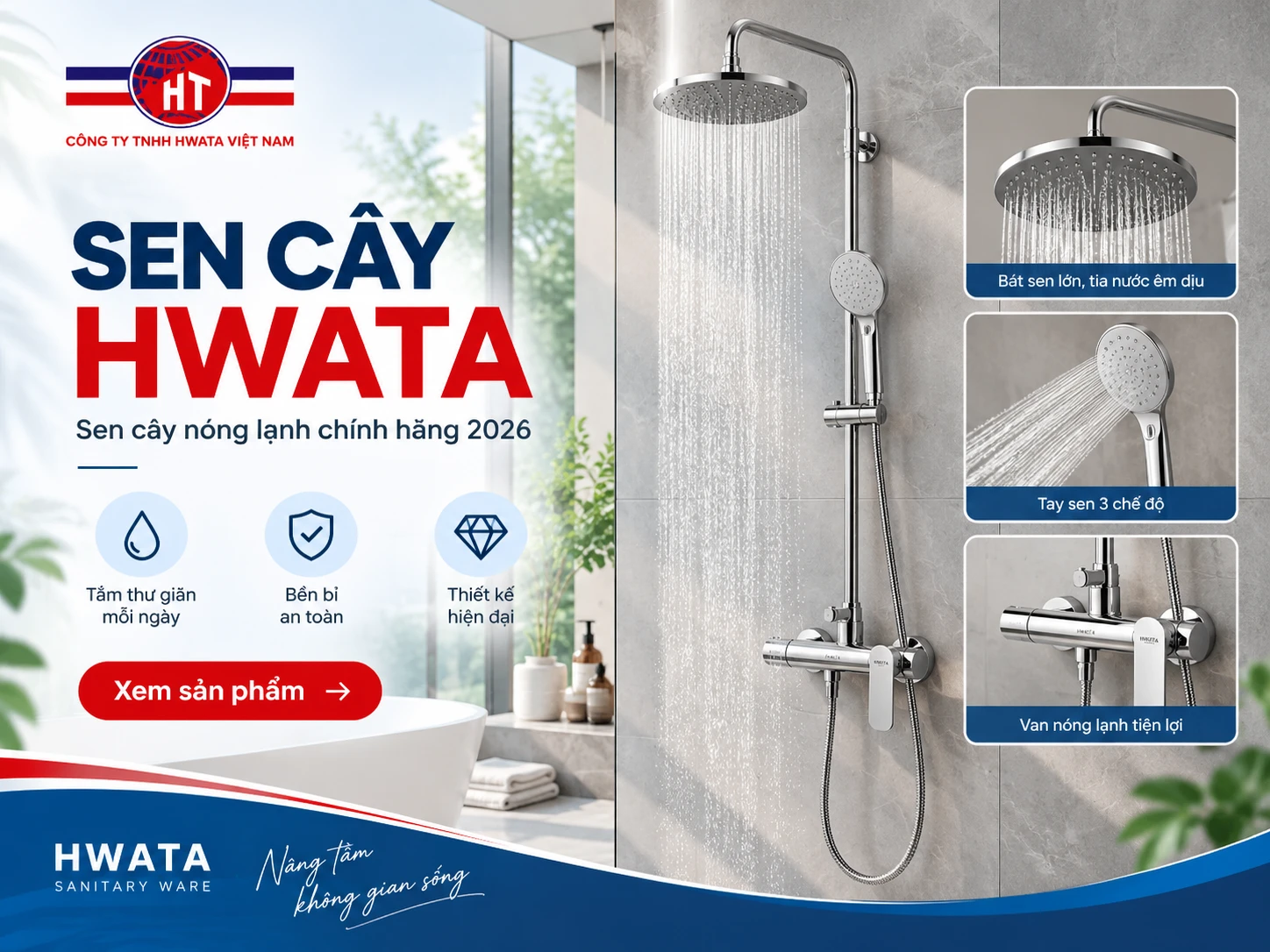sen cây HWATA nóng lạnh chính hãng cho phòng tắm