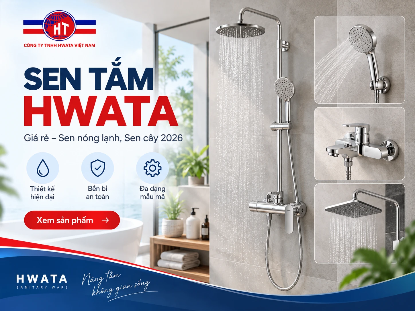 sen vòi HWATA chính hãng gồm sen cây và sen nóng lạnh