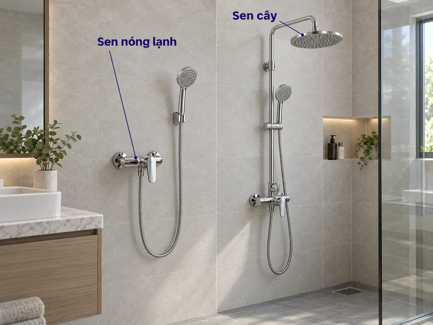 sen tắm nóng lạnh HWATA và sen cây cho gia đình