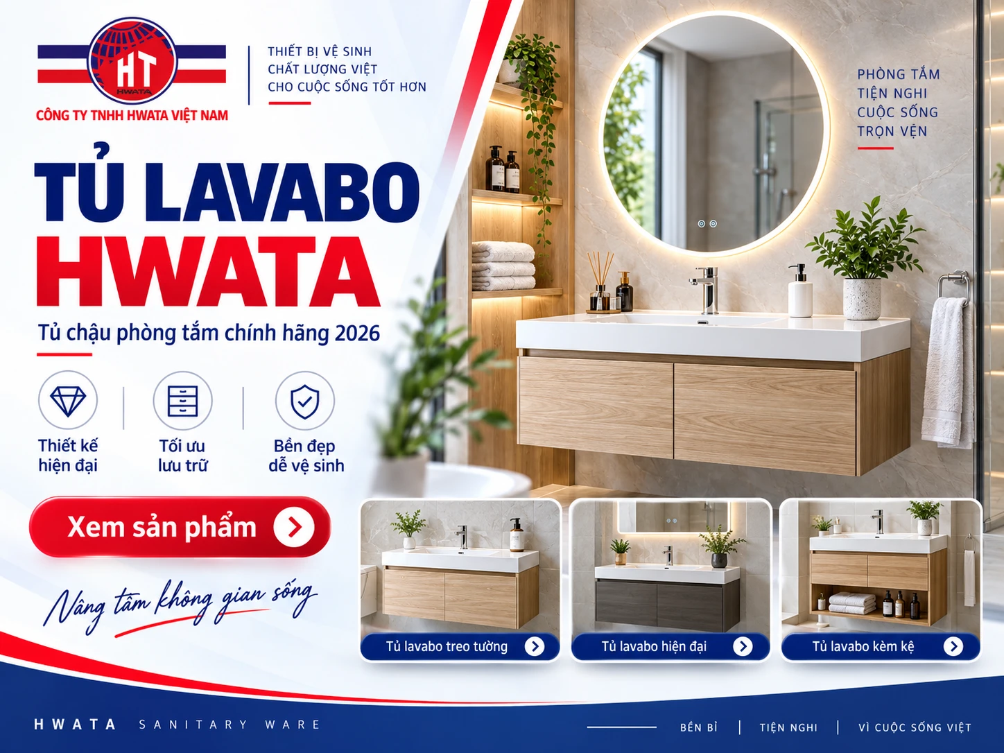 tủ lavabo HWATA chính hãng cho phòng tắm