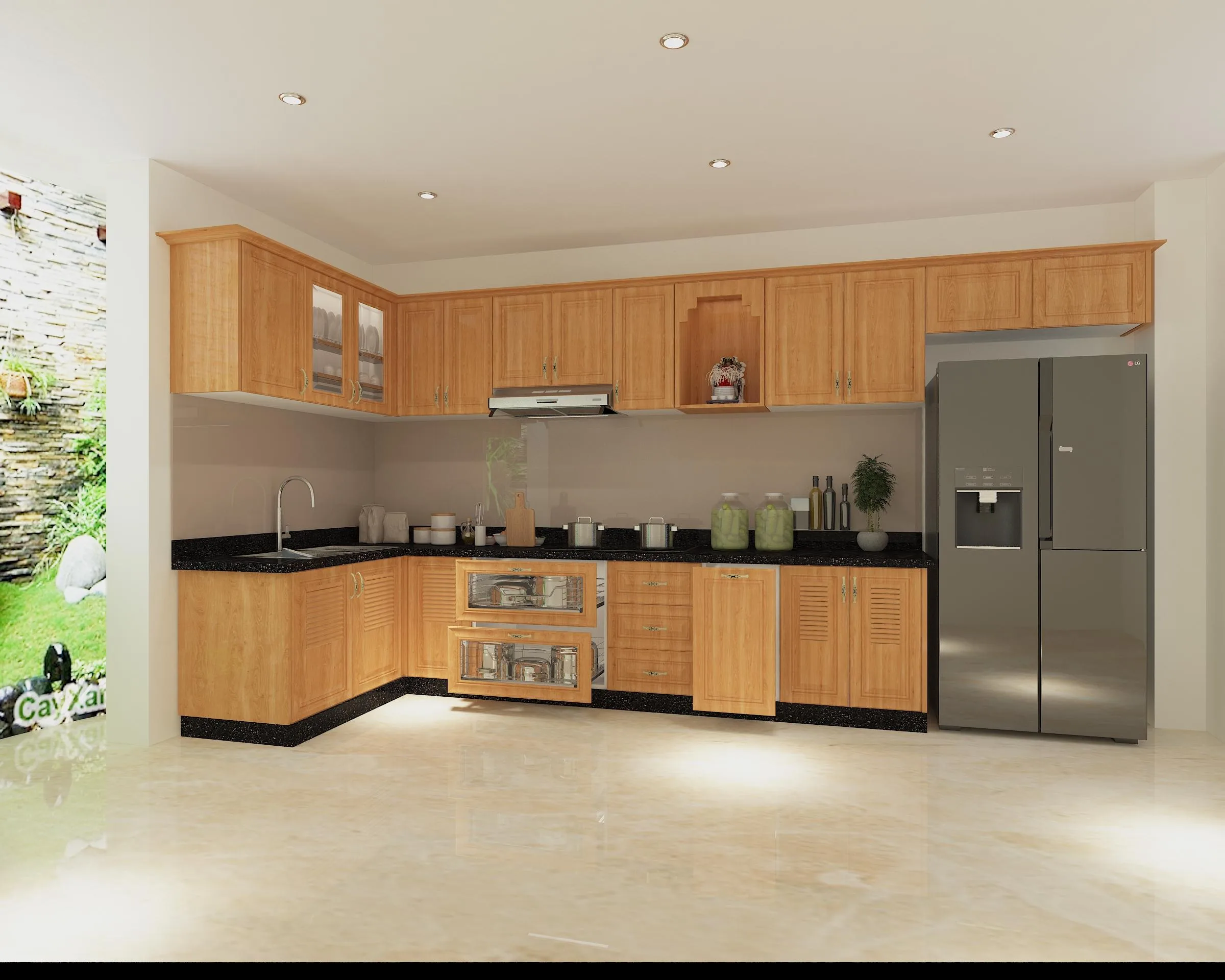 Minh họa bảng dự toán giá tủ bếp inox TPHCM gồm tiền tủ phụ kiện mặt đá và chi phí lắp đặt