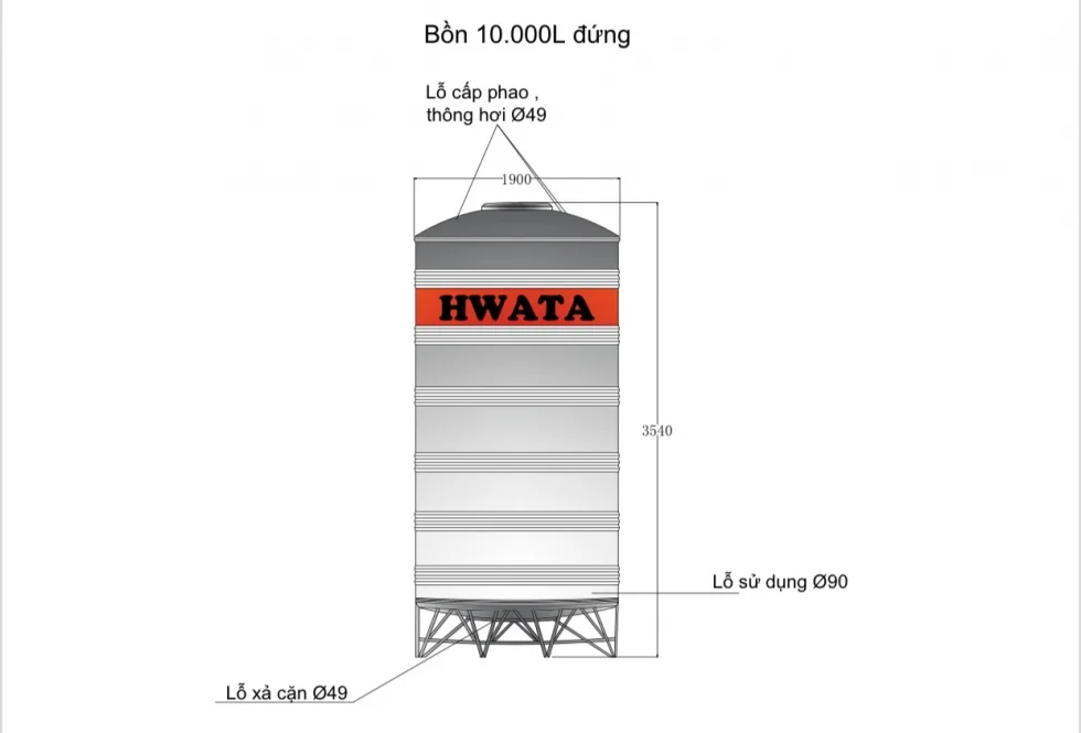 bon nuoc inox hwata 10000l dung
