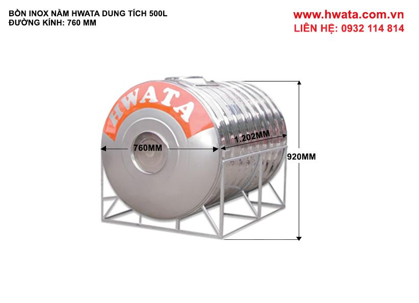 Kích thước bồn inox hwata 500 lít